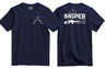 Sniper One Shot One Kill Double Print T-Shirt - Navy Blue