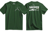 Sniper One Shot One Kill Double Print T-Shirt - Olive Green