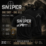 Sniper One Shot One Kill Double Print T-Shirt - Design