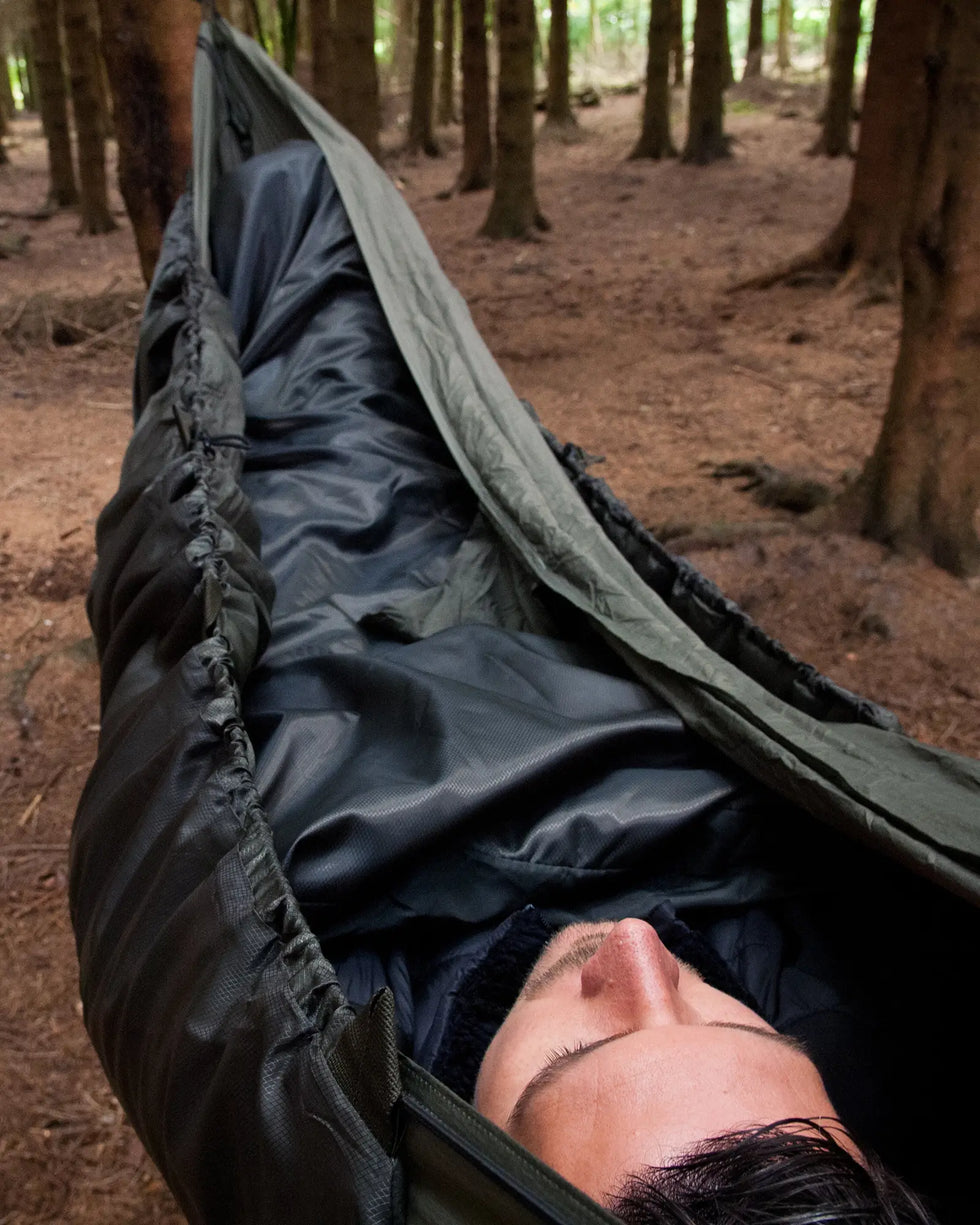 Snugpak Hammock Insulation Explained; Man in Hammock with Insulation