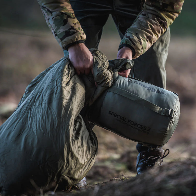 Snugpak Special Forces 2 WGTE Sleeping Bag - lifestyle shot in outdoor environment