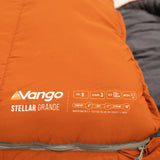 Vango Stellar Grande Sleeping Bag in harissa close up of zip