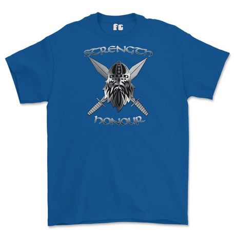 Strength and Honour Cross Swords Printed T-Shirt - Royal Blue