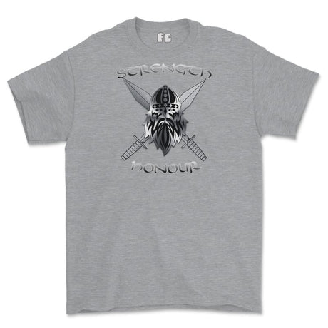 Strength and Honour Cross Swords Printed T-Shirt - Sports Grey