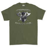Strength and Honour Crossed Axe Viking Printed T-Shirt - Military Green