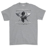 Strength and Honour Crossed Axe Viking Printed T-Shirt - Sports Grey