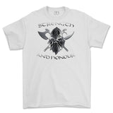Strength and Honour Crossed Axe Viking Printed T-Shirt - White