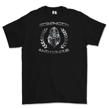 Strength and Honour Laurel Reaf Printed T-Shirt - Black