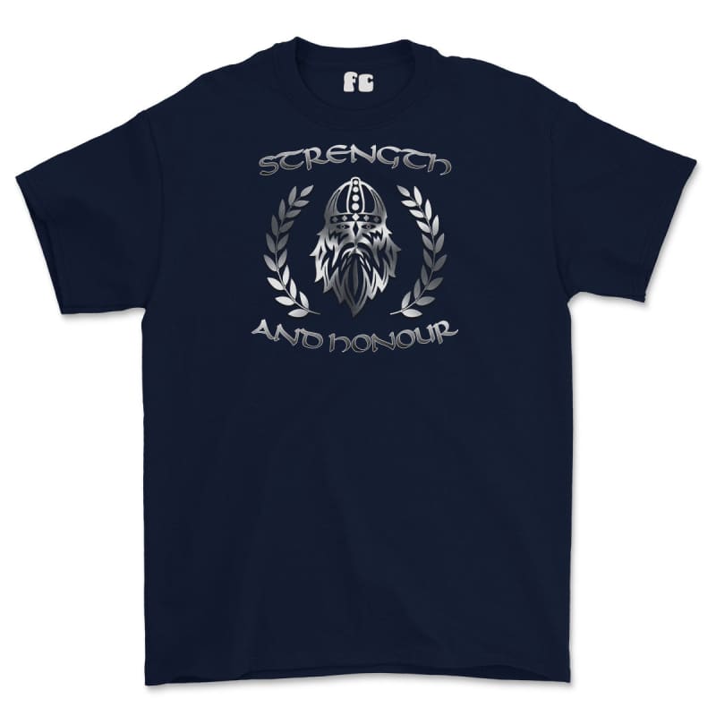 Strength and Honour Laurel Reaf Printed T-Shirt - Navy Blue
