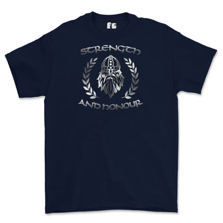Strength and Honour Laurel Reaf Printed T-Shirt - Navy Blue