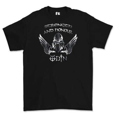Strength and Honour Odin Printed T-Shirt - Black