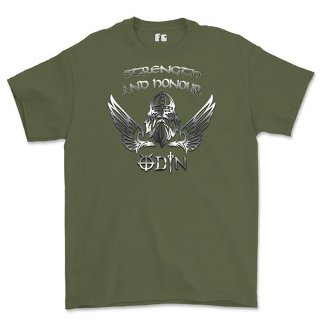 Strength and Honour Odin Printed T-Shirt - Military Green