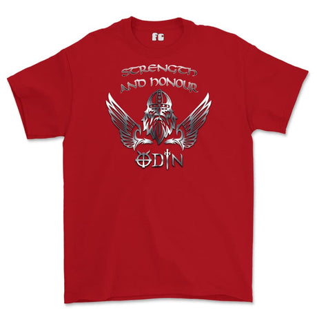 Strength and Honour Odin Printed T-Shirt - Red