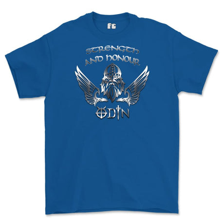 Strength and Honour Odin Printed T-Shirt - Royal Blue