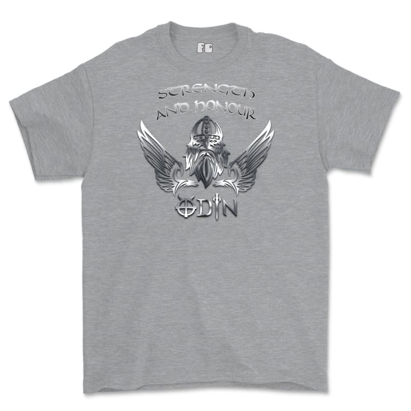 Strength and Honour Odin Printed T-Shirt - Sports Grey