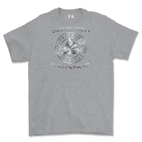 Strength and Honour Valknut Printed T-Shirt - Sports Grey