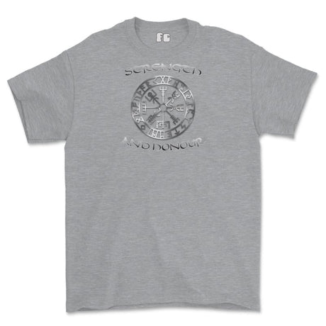 Strength and Honour Viking Compass Printed T-Shirt - Sports Grey