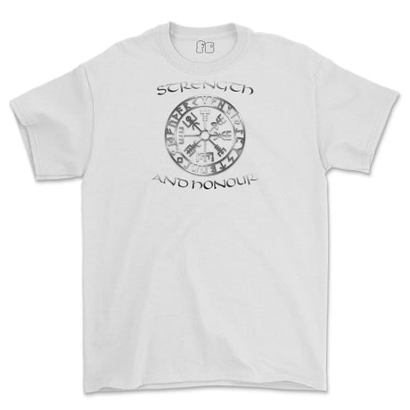 Strength and Honour Viking Compass Printed T-Shirt - White