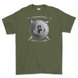 Strength and Honour Viking Shield And Swords Printed T-Shirt - Military Green