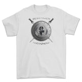 Strength and Honour Viking Shield And Swords Printed T-Shirt - White