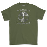 Strength and Honour Viking Tree Of Life Printed T-Shirt - Military Green