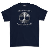 Strength and Honour Viking Tree Of Life Printed T-Shirt - Navy Blue