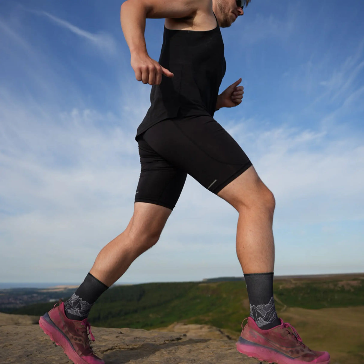 Stride North East Trail Running Socks in Black for running, sports, walking