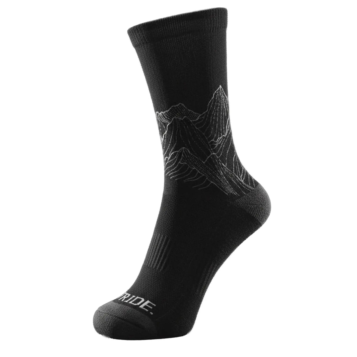 Stride North East Trail Running Socks in Black single from the front left on white background