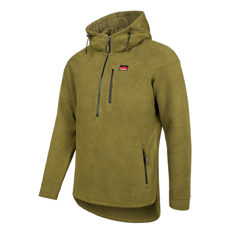 Sugar Loaf Shepherd Polar Fleece Hoodie in Khaki from the front left