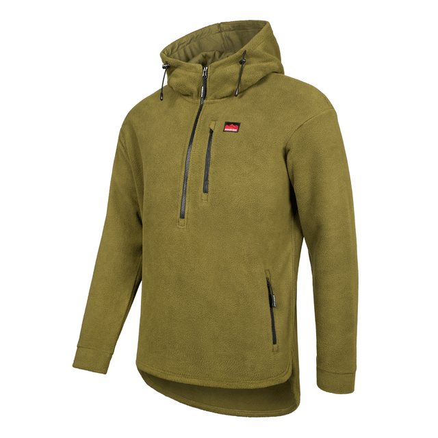 Sugar Loaf Shepherd Polar Fleece Hoodie in Khaki from the front left