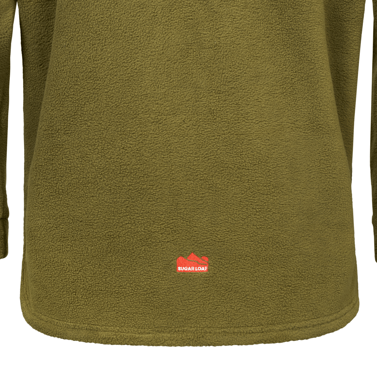 Sugar Loaf Shepherd Polar Fleece Hoodie in Khaki from the front hem