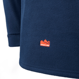 Sugar Loaf Shepherd Polar Fleece Hoodie in Navy Blue close up of logo