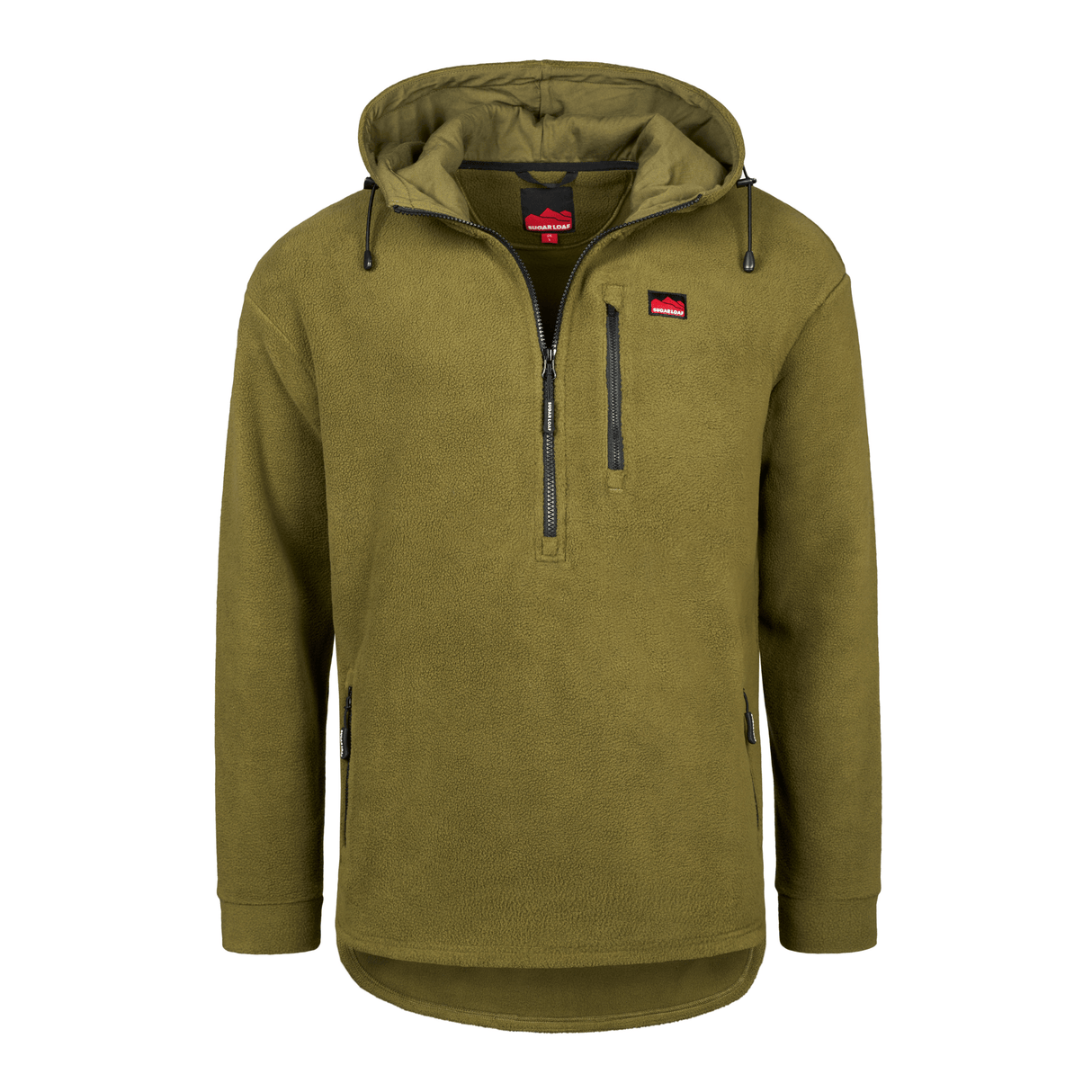 Sugar Loaf Shepherd Polar Fleece Hoodie in Khaki from the front