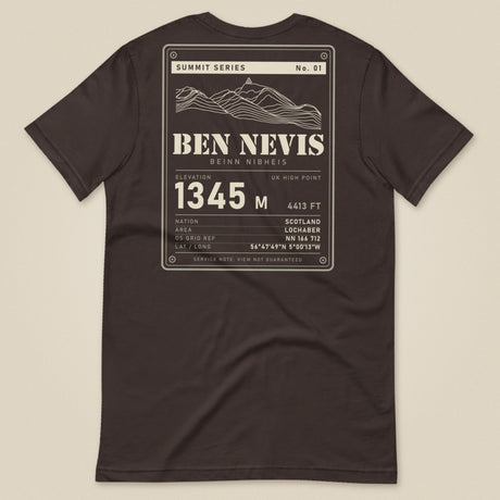 Summit Series Ben Nevis T-Shirt in Brown, laid flat, back view
