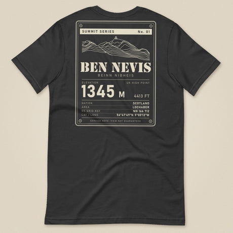 Summit Series Ben Nevis T-Shirt in Dark Grey, laid flat, back view