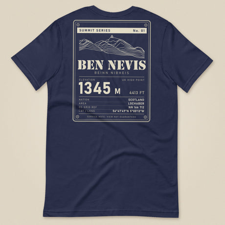 Summit Series Ben Nevis T-Shirt in Navy, laid flat, back view