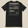 Summit Series Ben Nevis T-Shirt in Vintage Black, laid flat, back view of the Ben Nevis 1345 m data-plate print