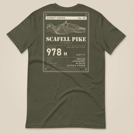 Summit Series Scafell Pike T-Shirt in Military Green, laid flat, back view