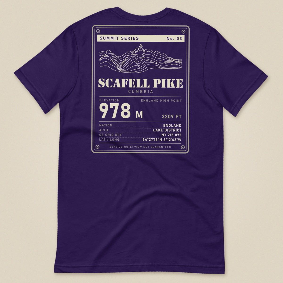 Summit Series Scafell Pike T-Shirt in Team Purple, laid flat, back view