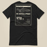 Summit Series Scafell Pike T-Shirt in Vintage Black, laid flat, back view of the Scafell Pike 978 m data-plate print