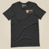 Summit Series Scafell Pike T-Shirt in Dark Grey, laid flat, front view with the left-chest badge