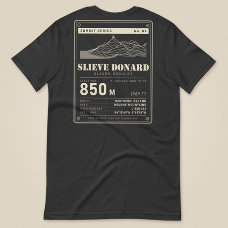 Summit Series Slieve Donard T-Shirt in Dark Grey, laid flat, back view