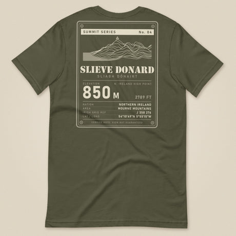 Summit Series Slieve Donard T-Shirt in Military Green, laid flat, back view