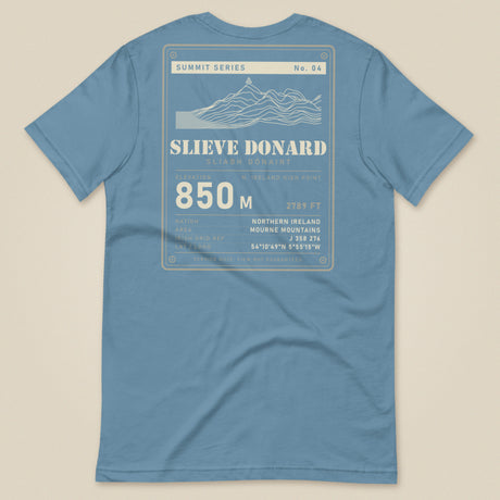 Summit Series Slieve Donard T-Shirt in Steel Blue, laid flat, back view