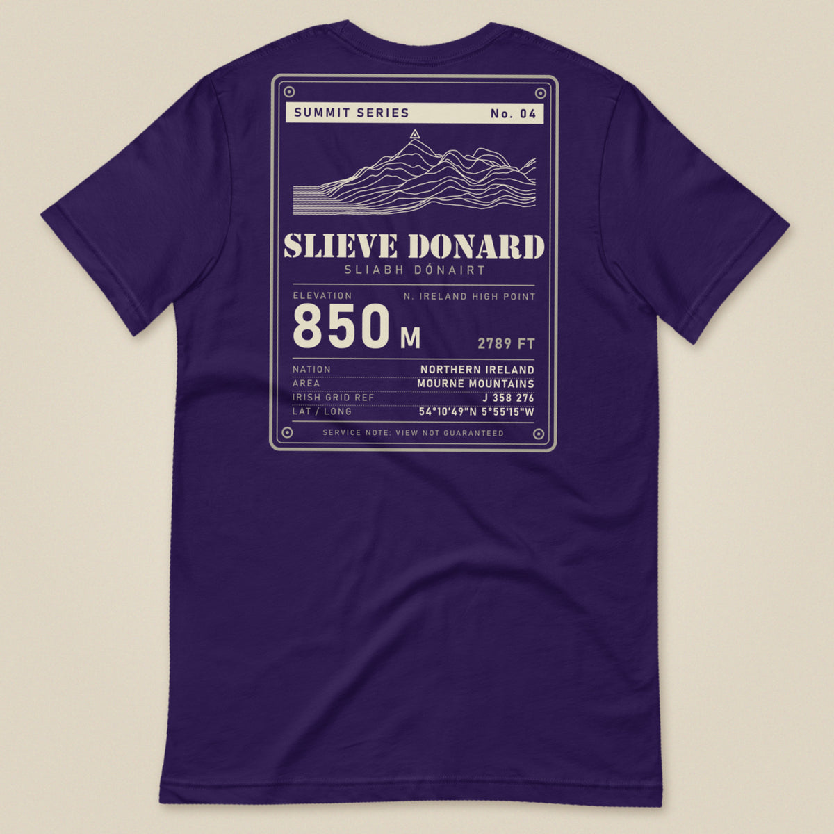 Summit Series Slieve Donard T-Shirt in Team Purple, laid flat, back view