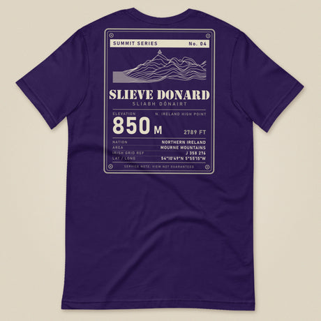 Summit Series Slieve Donard T-Shirt in Team Purple, laid flat, back view