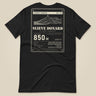 Summit Series Slieve Donard T-Shirt in Vintage Black, laid flat, back view of the Slieve Donard 850 m data-plate print