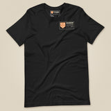 Summit Series Slieve Donard T-Shirt in Vintage Black, laid flat, front view with the left-chest badge and Task Outdoor neck label