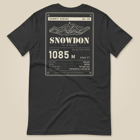 Summit Series Snowdon T-Shirt in Dark Grey, laid flat, back view