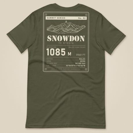 Summit Series Snowdon T-Shirt in Military Green, laid flat, back view